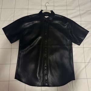 Aritzia Babaton Vegan Leather Button Down Shirt